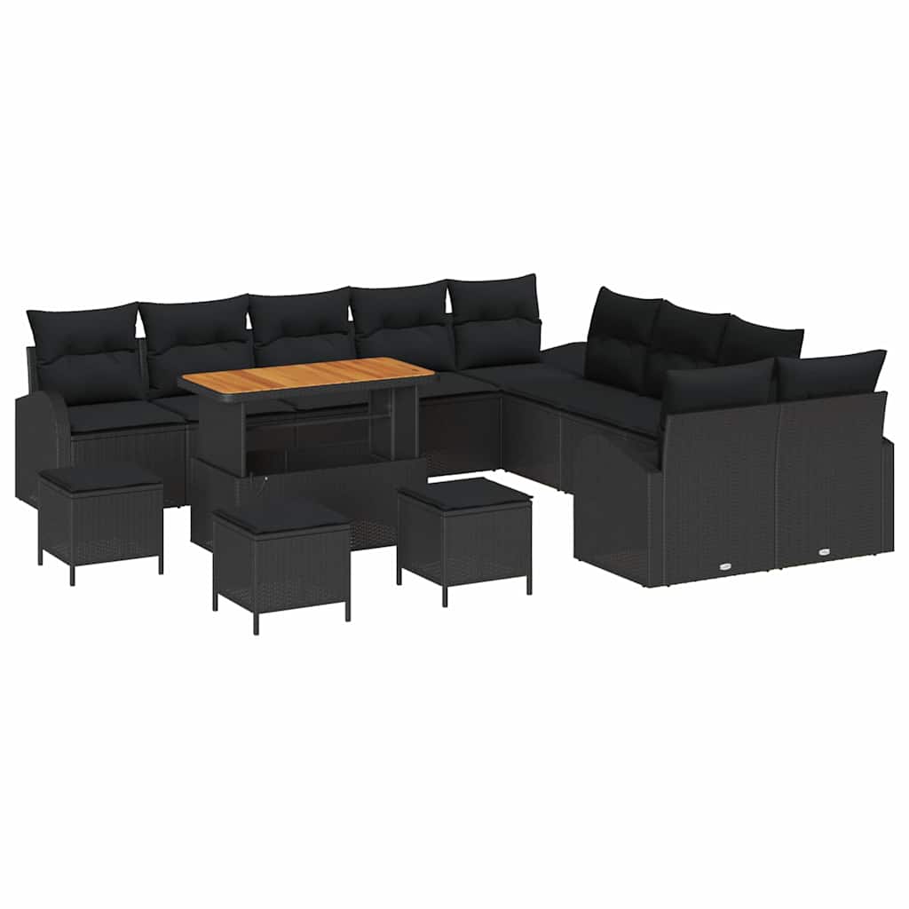 vidaXL Zestaw Sof na Ogród z poduszką z przechowywaniem 14 pcs Czarny