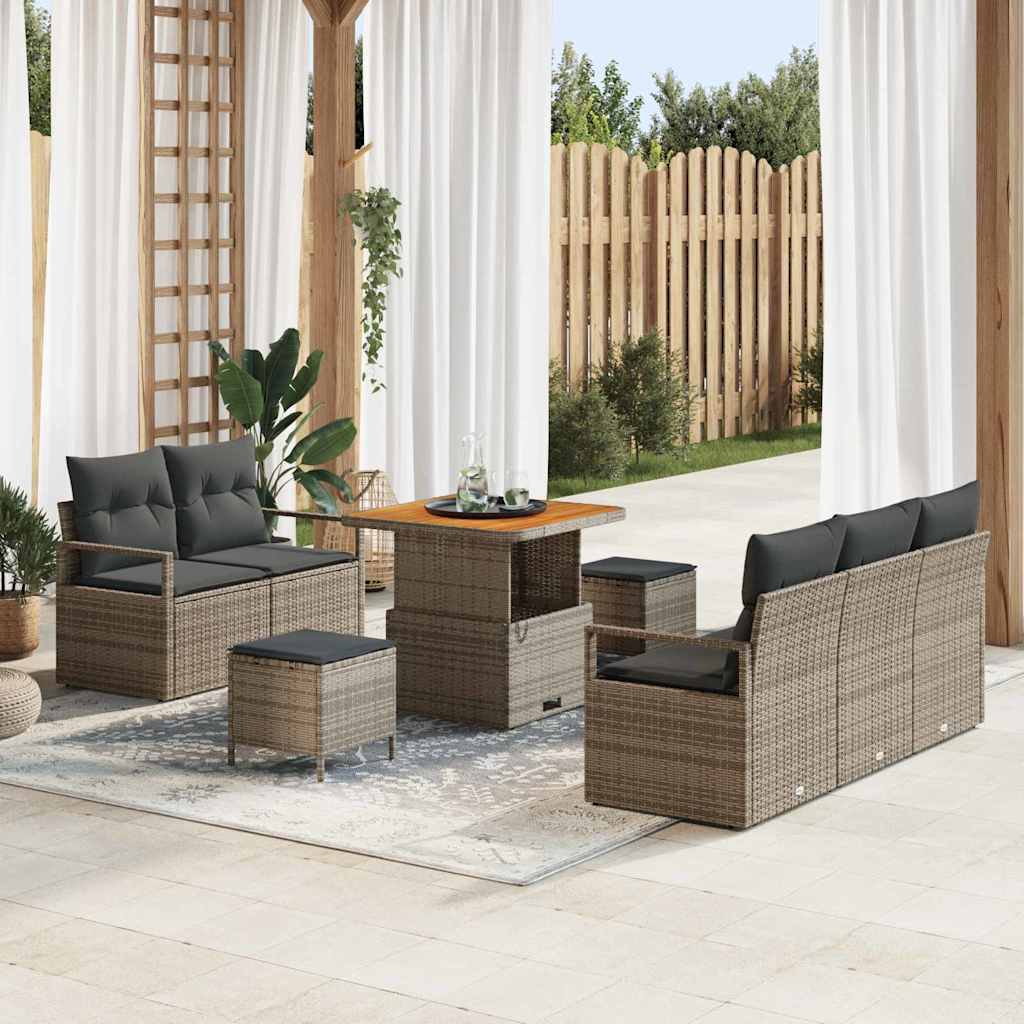 vidaXL Zestaw Sof na Ogród z poduszką z przechowywaniem 8 pcs Szary