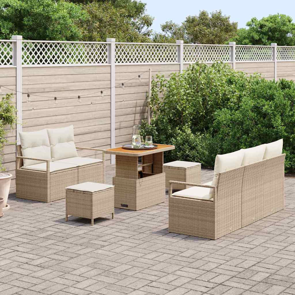 vidaXL Zestaw Sof na Ogród z poduszką 8 pcs Beżowy i kremowy