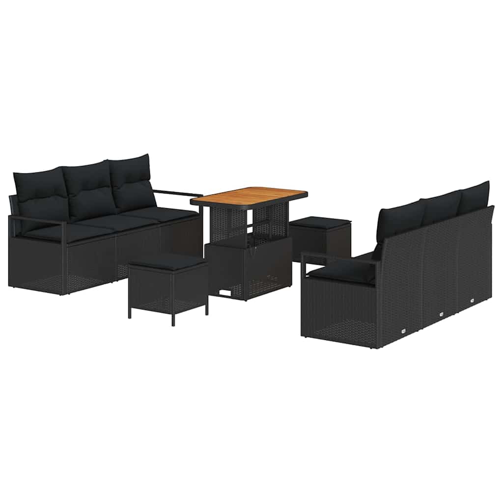 vidaXL Zestaw Sof na Ogród z przechowywaniem 9 pcs Czarny Polirattan