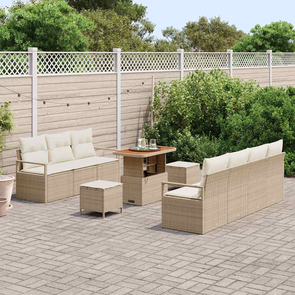 vidaXL Zestaw Sof na Ogród z poduszką 10 pcs Beżowy i kremowy