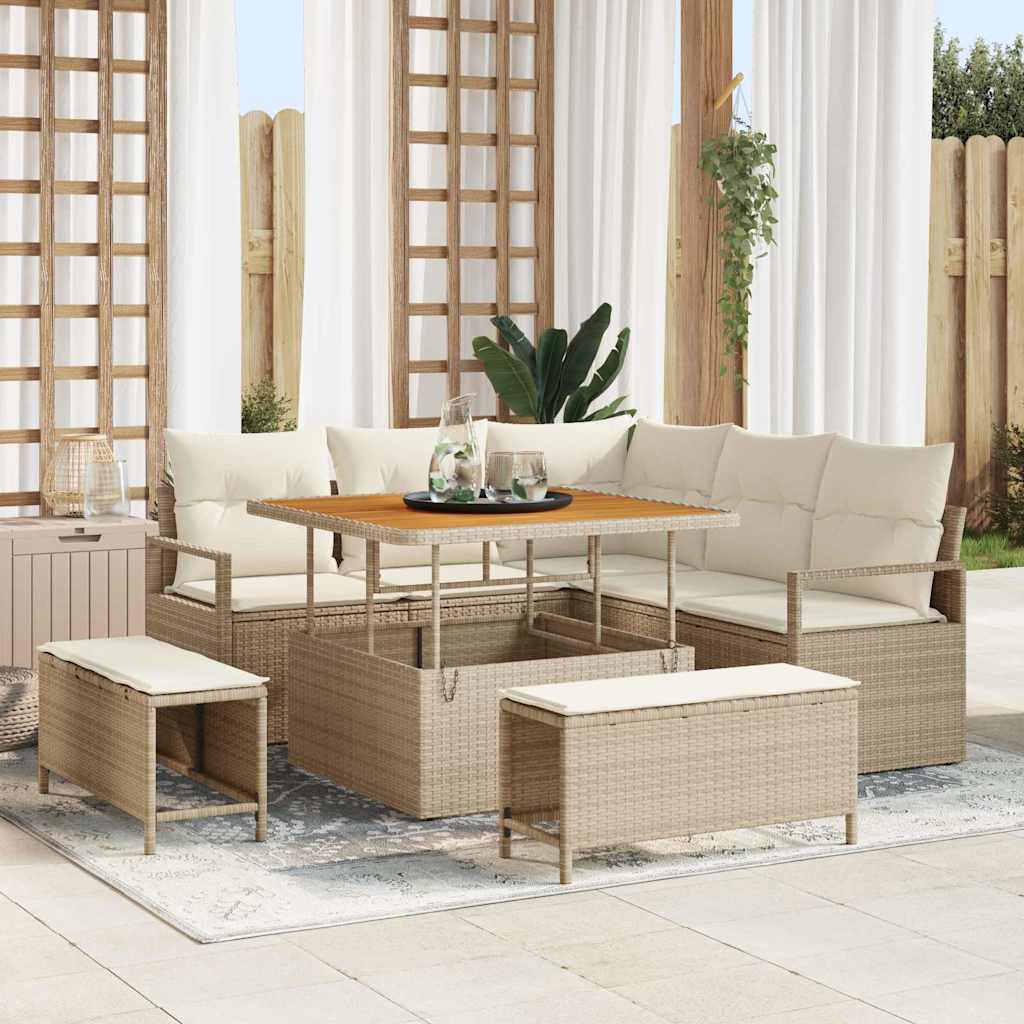vidaXL Zestaw Sof na Ogród z poduszką 8 pcs Beżowy i kremowy