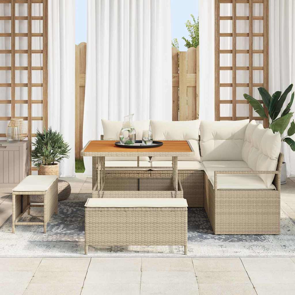 vidaXL Zestaw Sof na Ogród z poduszką 8 pcs Beżowy i kremowy