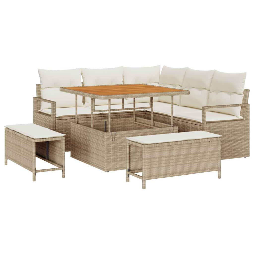 vidaXL Zestaw Sof na Ogród z poduszką 8 pcs Beżowy i kremowy