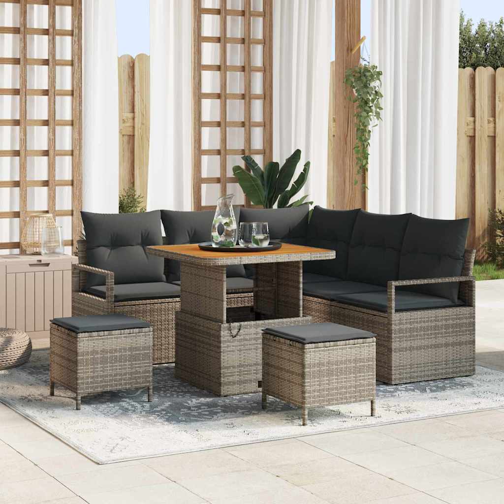 vidaXL Zestaw Sof na Ogród z poduszką z przechowywaniem 8 pcs Szary