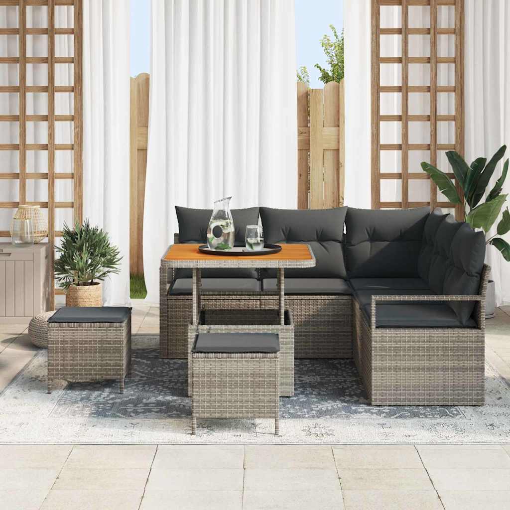 vidaXL Zestaw Sof na Ogród z poduszką z przechowywaniem 8 pcs Szary