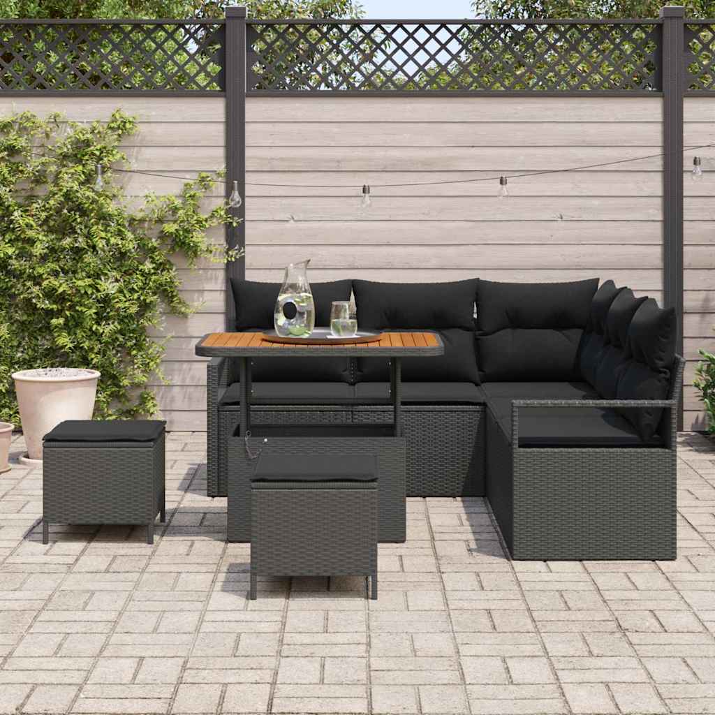 vidaXL Zestaw Sof na Ogród z poduszką z przechowywaniem 8 pcs Czarny