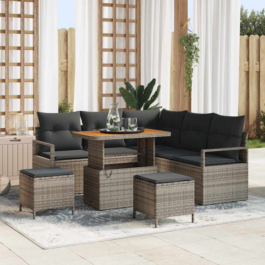 vidaXL Zestaw Sof na Ogród z poduszką z przechowywaniem 8 pcs Szary