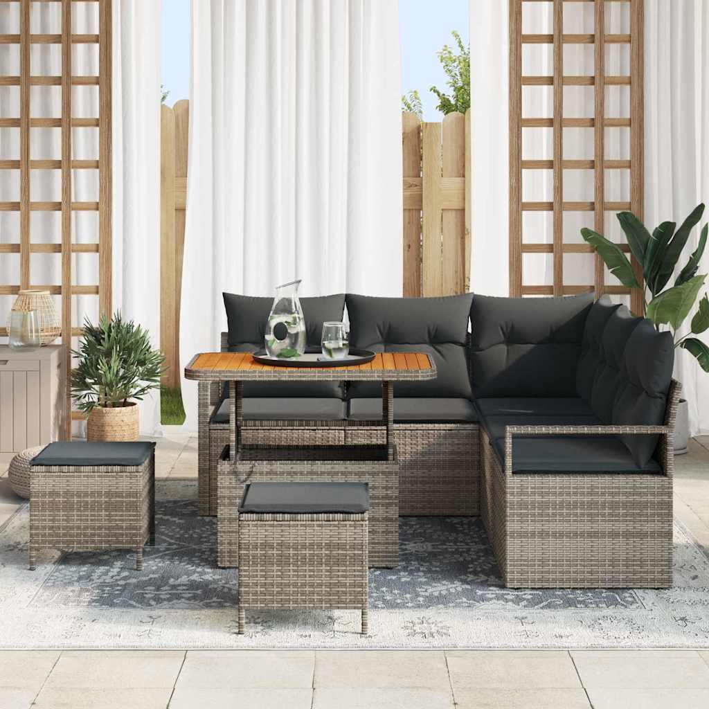 vidaXL Zestaw Sof na Ogród z poduszką z przechowywaniem 8 pcs Szary