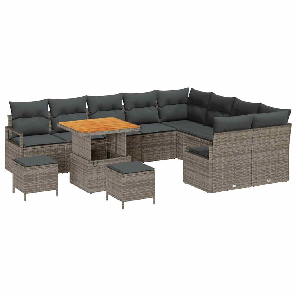 vidaXL Zestaw Sof na Ogród z poduszką z przechowywaniem 12 pcs Szary