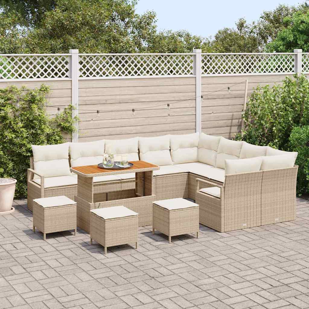 vidaXL Zestaw Sof na Ogród z poduszką 13 pcs Beżowy i kremowy