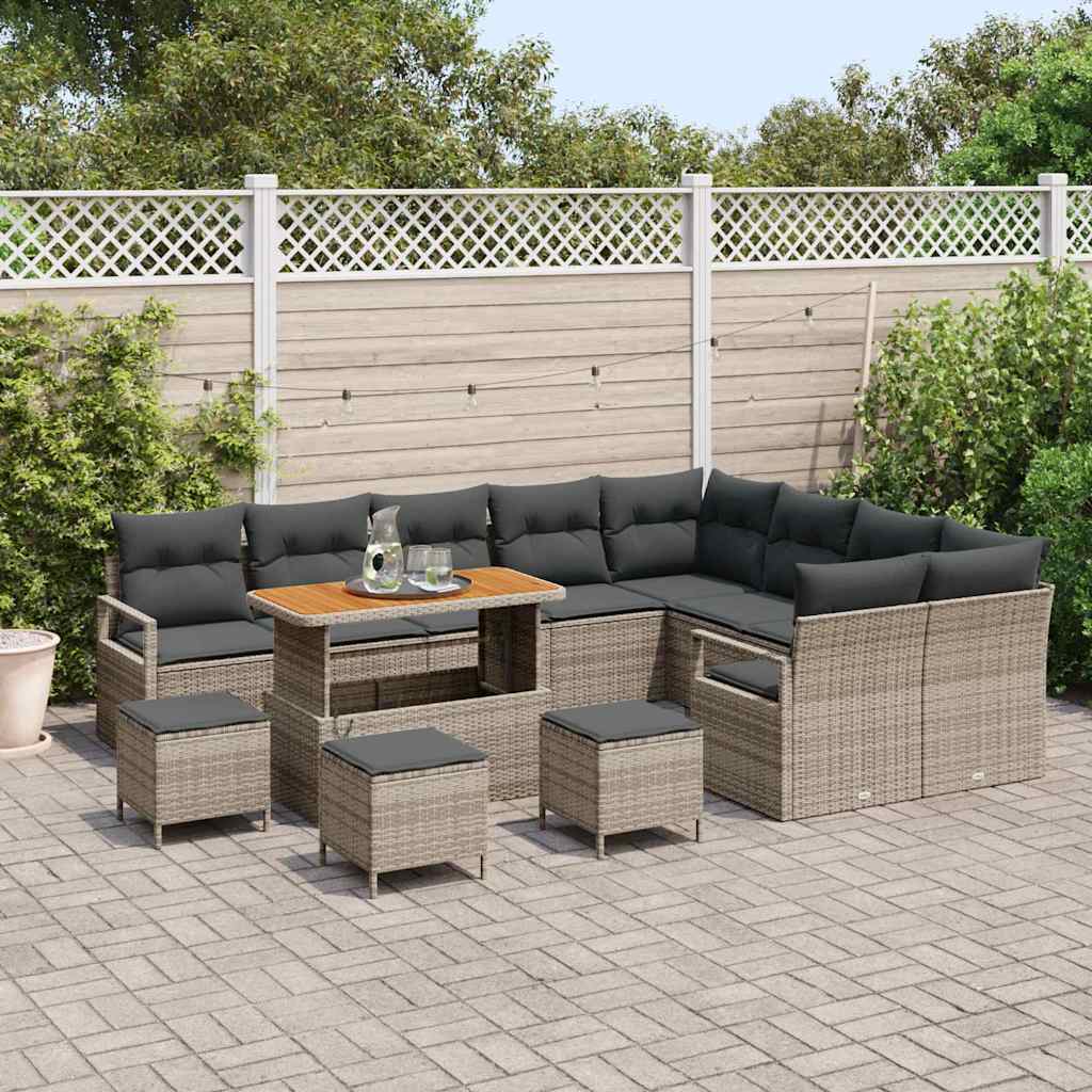 vidaXL Zestaw Sof na Ogród z poduszką z przechowywaniem 13 pcs Szary