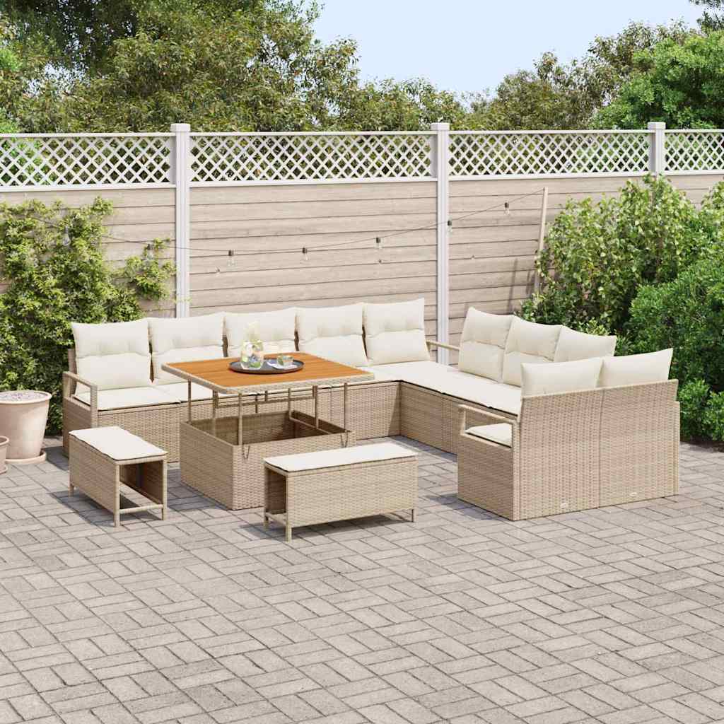 vidaXL Zestaw Sof na Ogród z poduszką 13 pcs Beżowy i kremowy