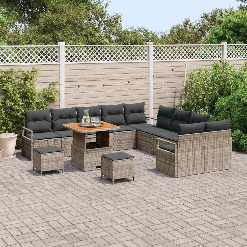 vidaXL Zestaw Sof na Ogród z poduszką z przechowywaniem 13 pcs Szary
