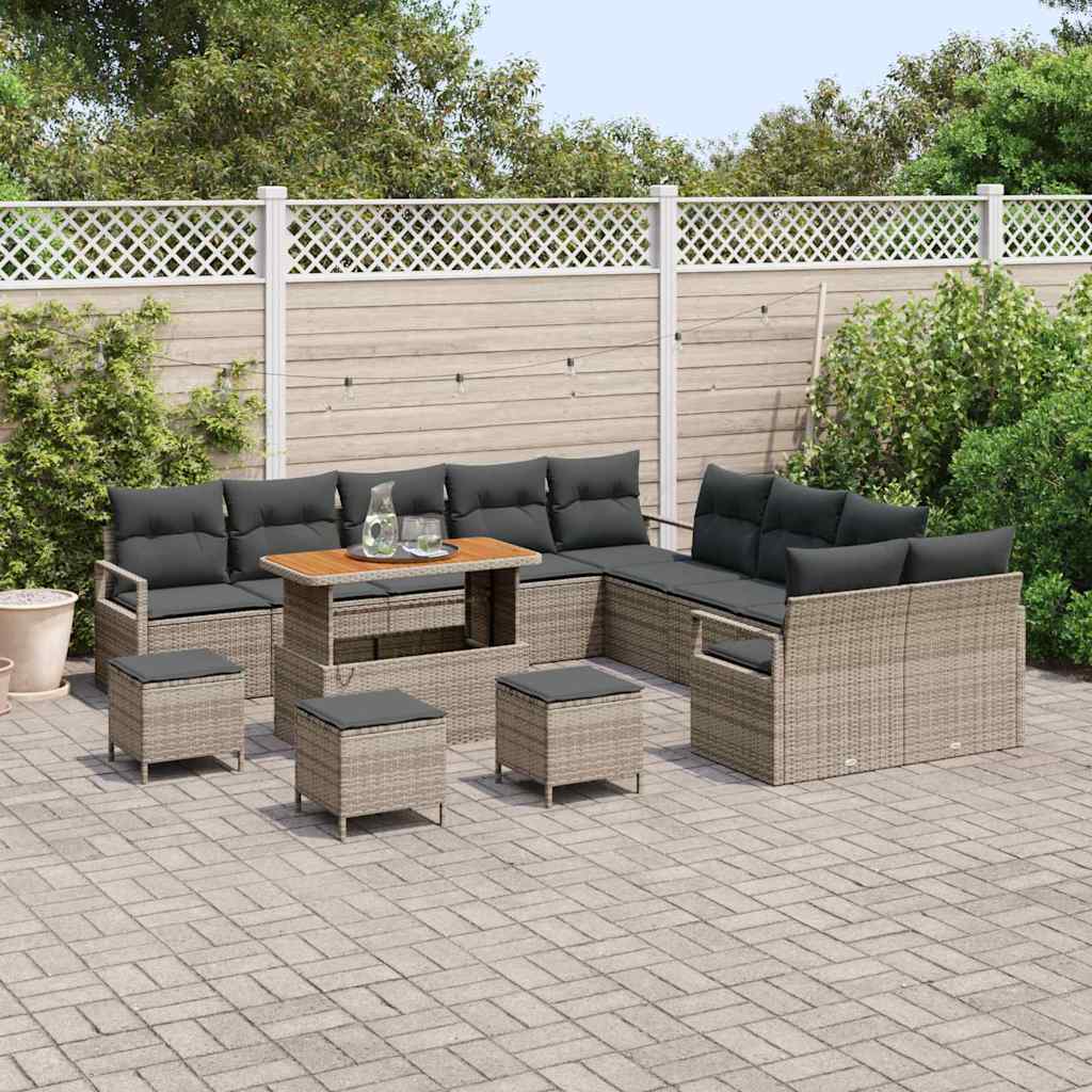 vidaXL Zestaw Sof na Ogród z poduszką z przechowywaniem 14 pcs Szary