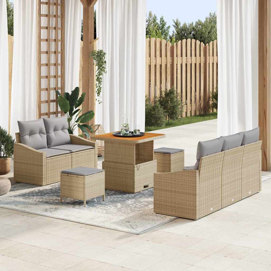 vidaXL Zestaw Sof na Ogród z poduszką 8 pcs Beżowy i jasnoszary