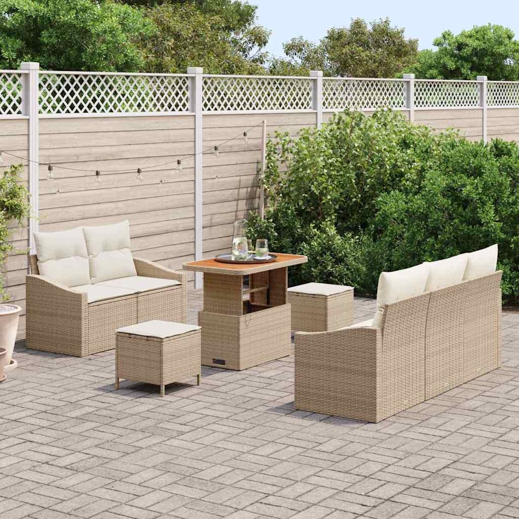 vidaXL Zestaw Sof na Ogród z poduszką 8 pcs Beżowy i kremowy