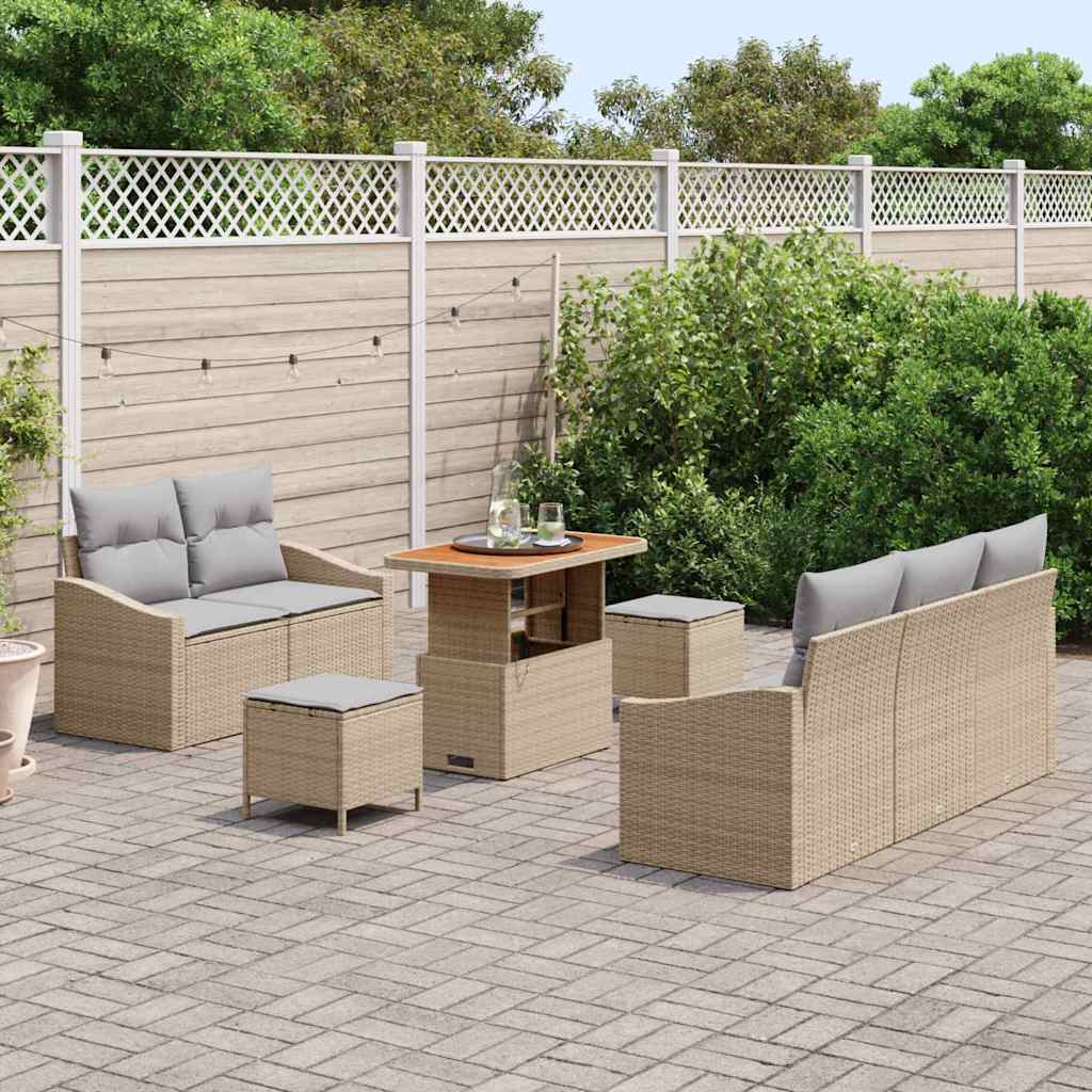 vidaXL Zestaw Sof na Ogród z poduszką 8 pcs Beżowy i jasnoszary