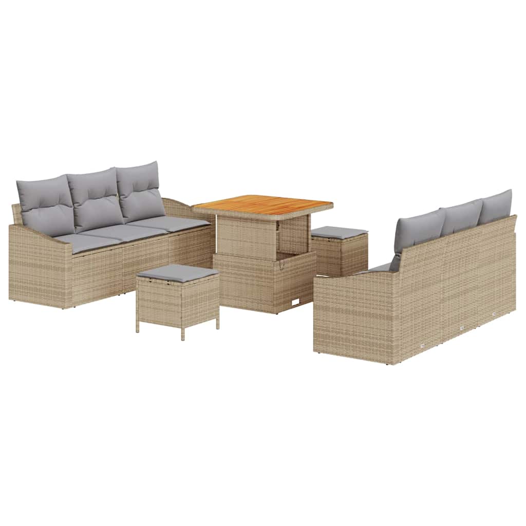 vidaXL Zestaw Sof na Ogród z poduszką 9 pcs Beżowy i jasnoszary
