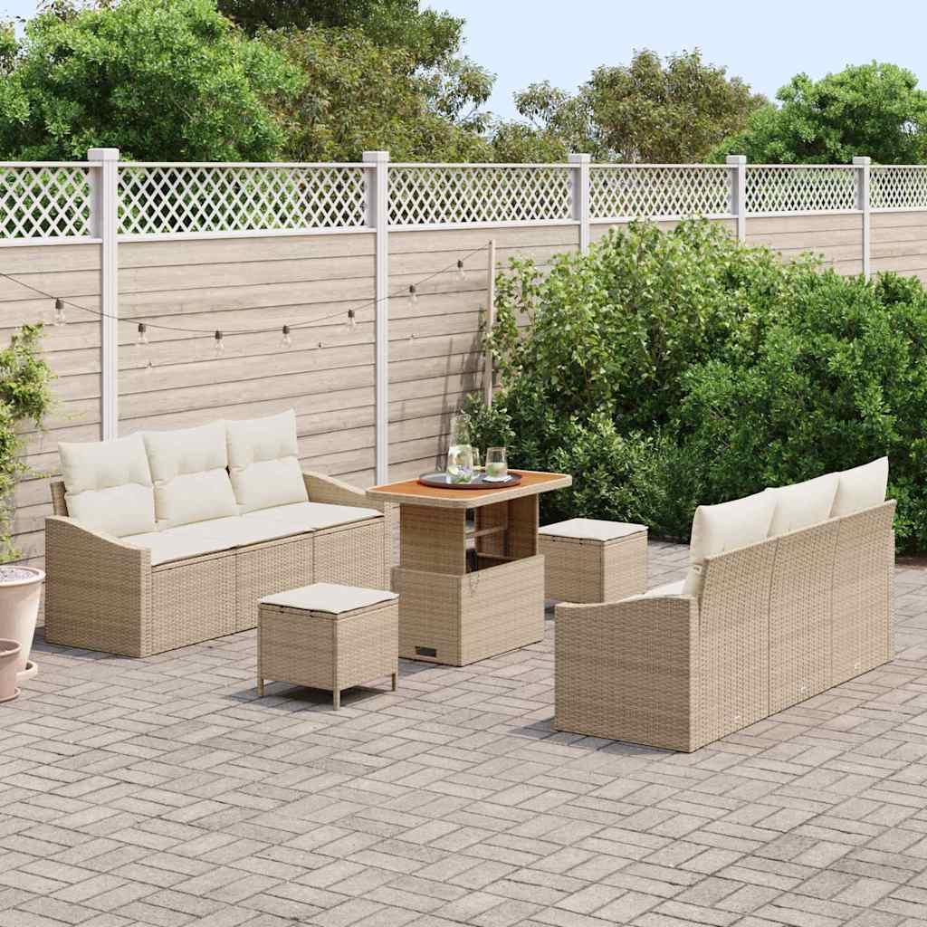 vidaXL Zestaw Sof na Ogród z poduszką 9 pcs Beżowy i kremowy