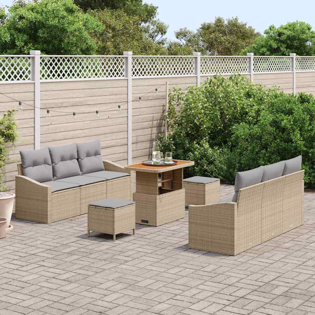 vidaXL Zestaw Sof na Ogród z poduszką 9 pcs Beżowy i jasnoszary