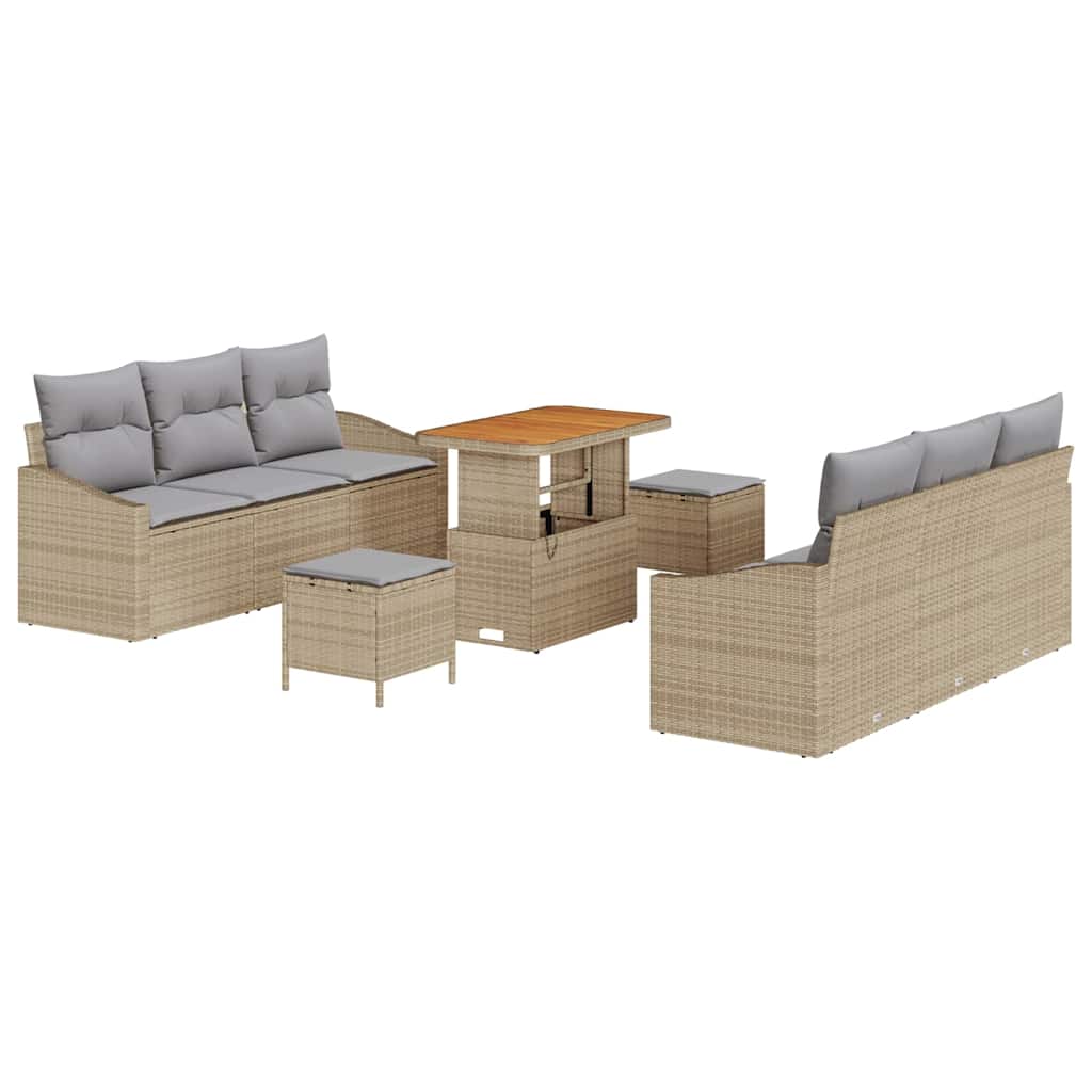 vidaXL Zestaw Sof na Ogród z poduszką 9 pcs Beżowy i jasnoszary