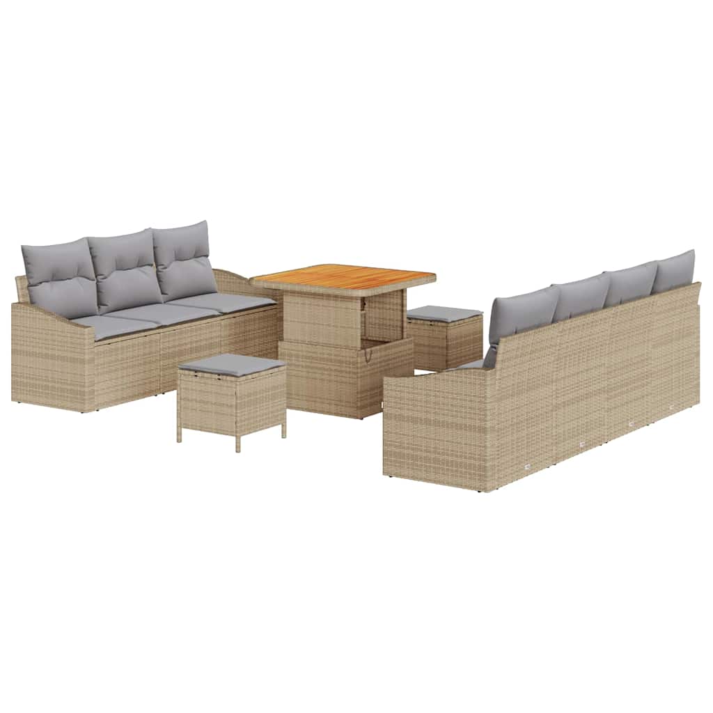 vidaXL Zestaw Sof na Ogród z poduszką 10 pcs Beżowy i jasnoszary