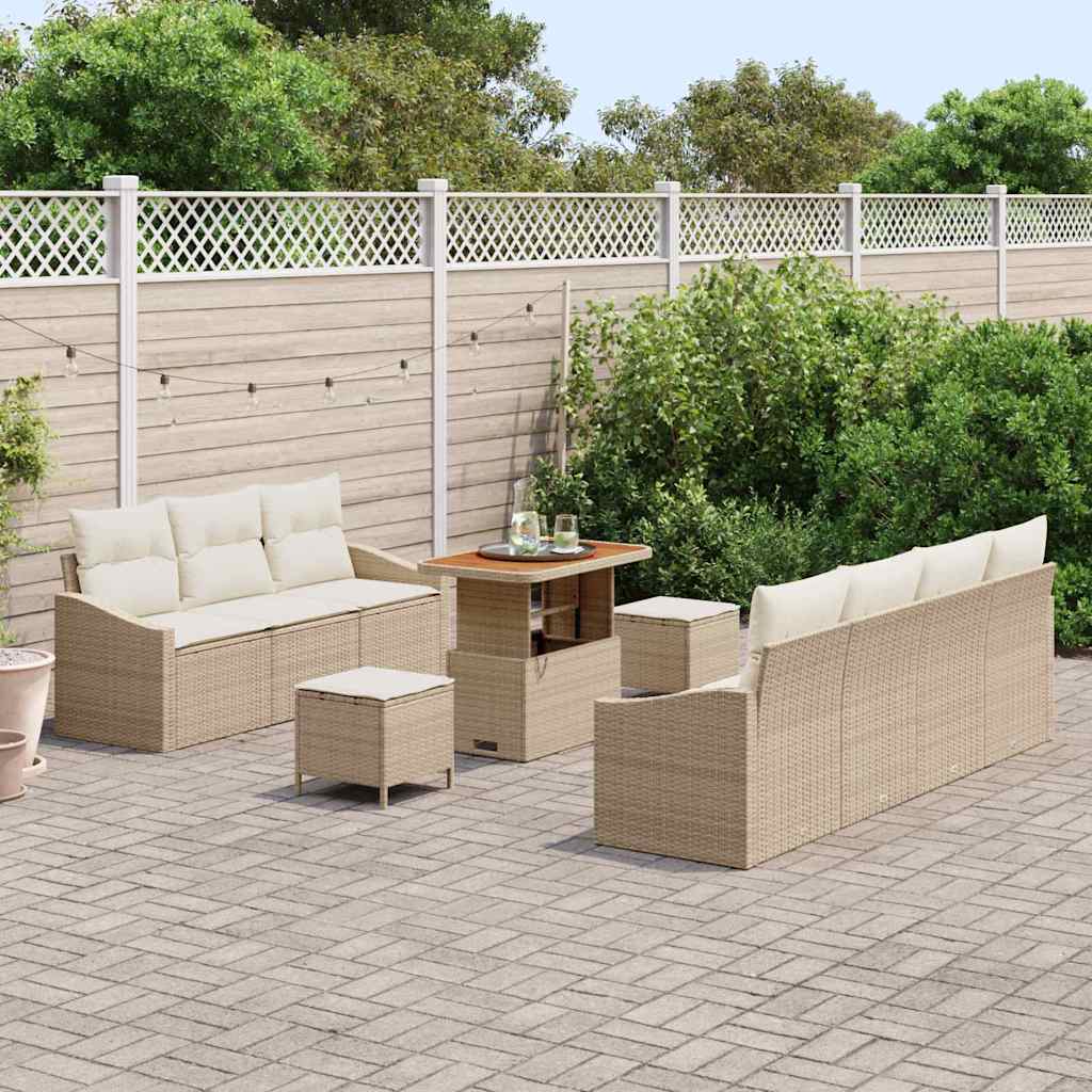 vidaXL Zestaw Sof na Ogród z poduszką 10 pcs Beżowy i kremowy