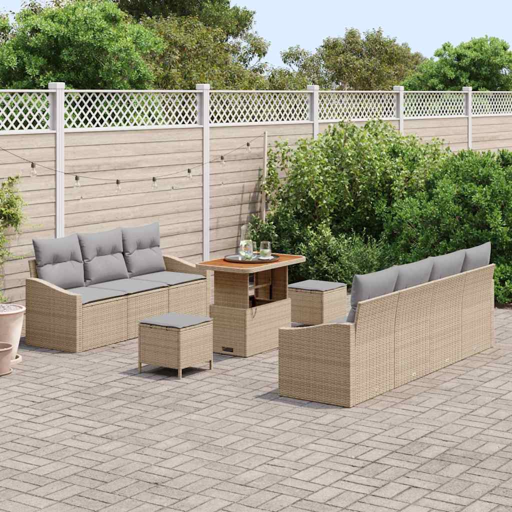 vidaXL Zestaw Sof na Ogród z poduszką 10 pcs Beżowy i jasnoszary