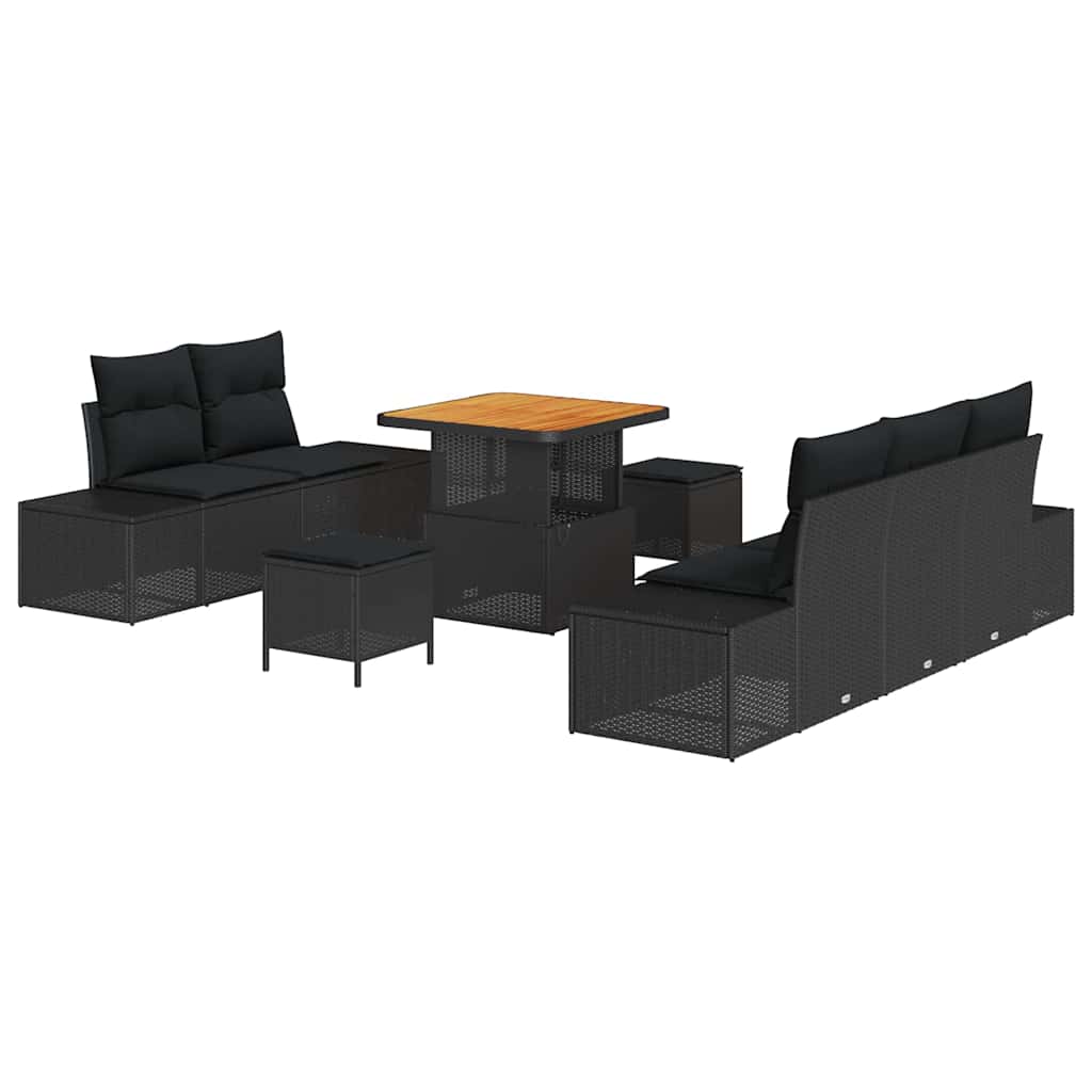 vidaXL Zestaw Sof na Ogród z poduszką 8 pcs Czarny Polirattan