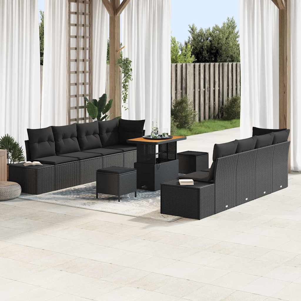 vidaXL Zestaw Sof na Ogród Czarny 90 x 55 x 71 cm Polirattan