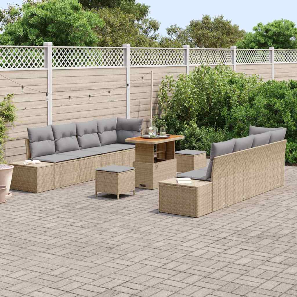 vidaXL Zestaw Sof na Ogród Beżowy 90 x 55 x 71 cm Polirattan