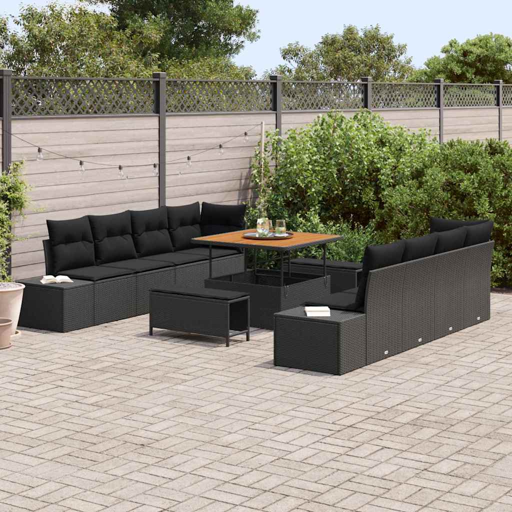 vidaXL Zestaw Sof na Ogród Czarny 100 x 100 x 71 cm Polirattan