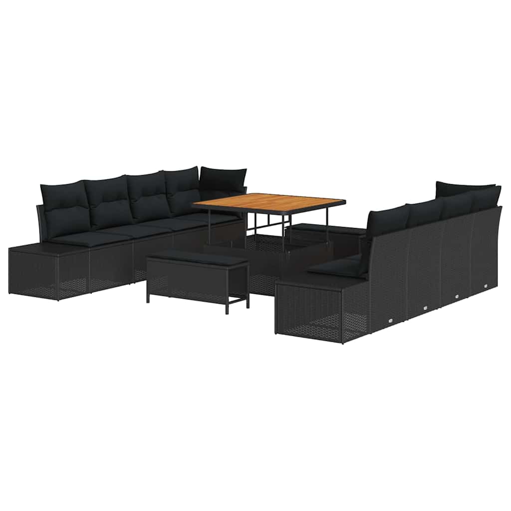 vidaXL Zestaw Sof na Ogród Czarny 100 x 100 x 71 cm Polirattan