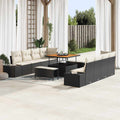 vidaXL Zestaw Sof na Ogród Czarny 264 x 62 x 85 cm Polirattan