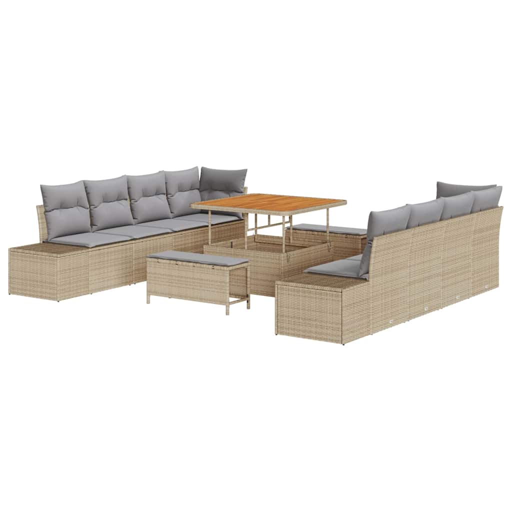 vidaXL Zestaw Sof na Ogród Beżowy 100 x 100 x 71 cm Polirattan