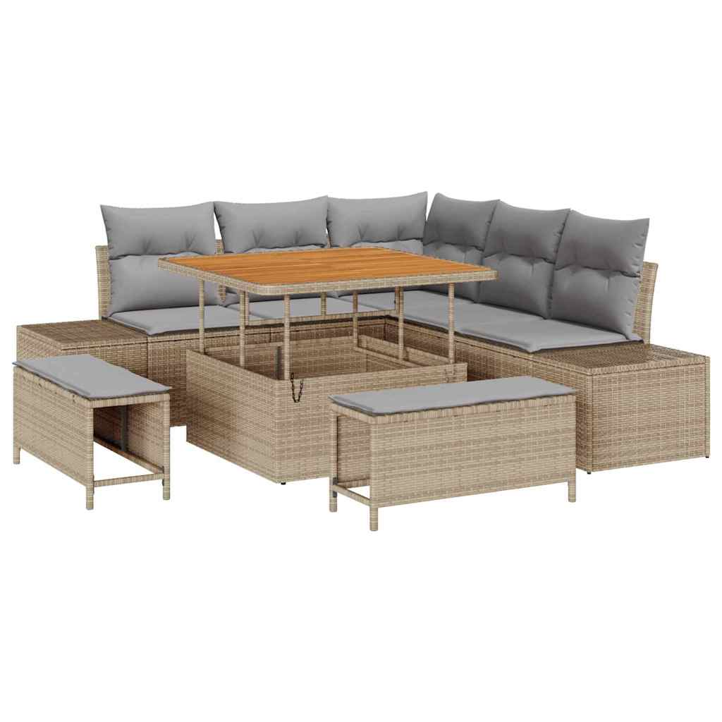 vidaXL Zestaw Sof na Ogród z poduszką 8 pcs Beżowy Polirattan