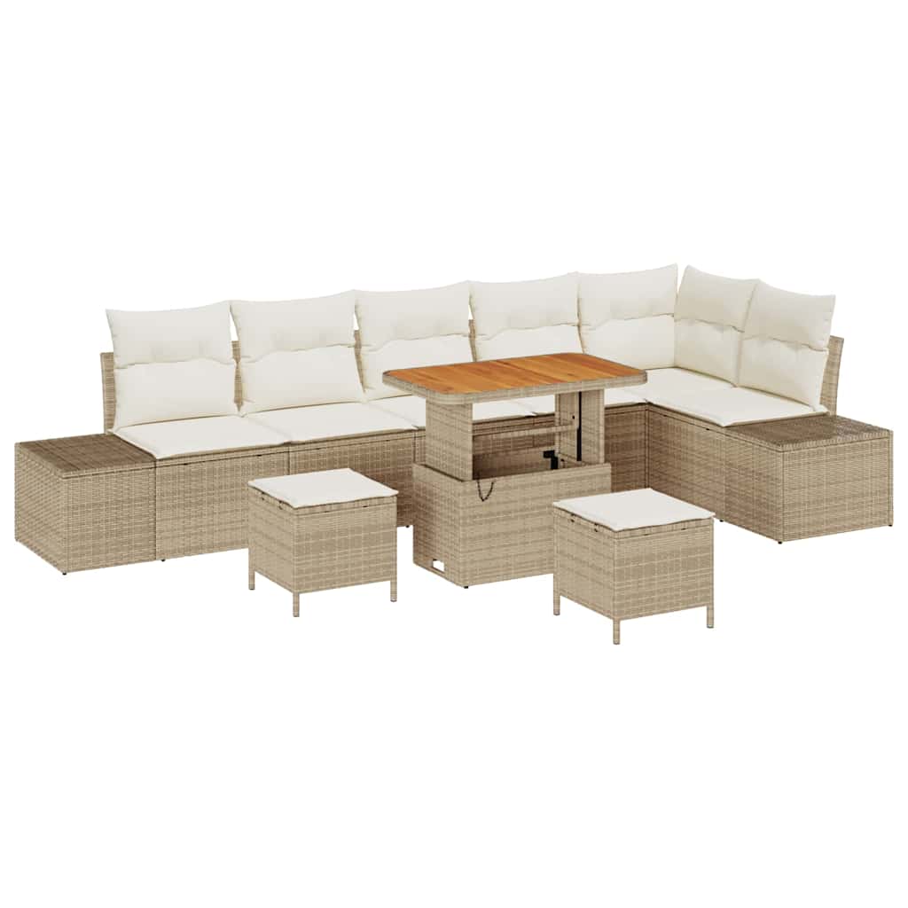 vidaXL Zestaw Sof na Ogród z poduszką 9 pcs Beżowy Polirattan