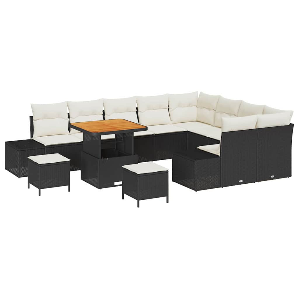 vidaXL Zestaw Sof na Ogród z poduszką 12 pcs Czarny Polirattan