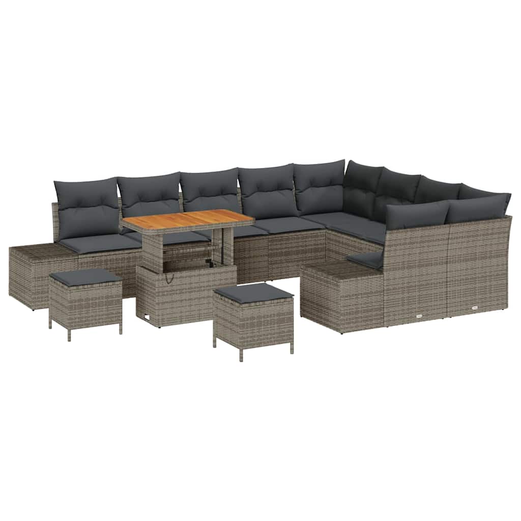 vidaXL Zestaw Sof na Ogród z poduszką 12 pcs Szary Polirattan