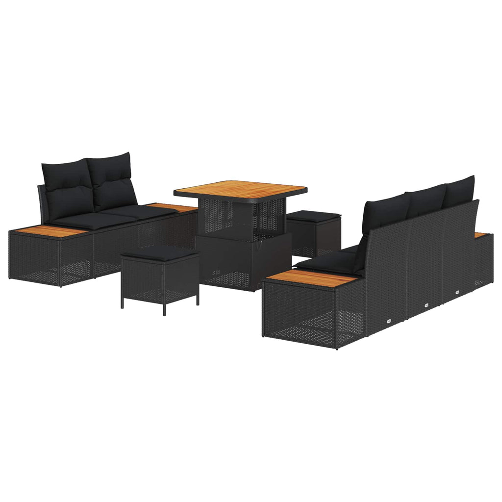 vidaXL Zestaw Sof na Ogród z poduszką z przechowywaniem 8 pcs Czarny