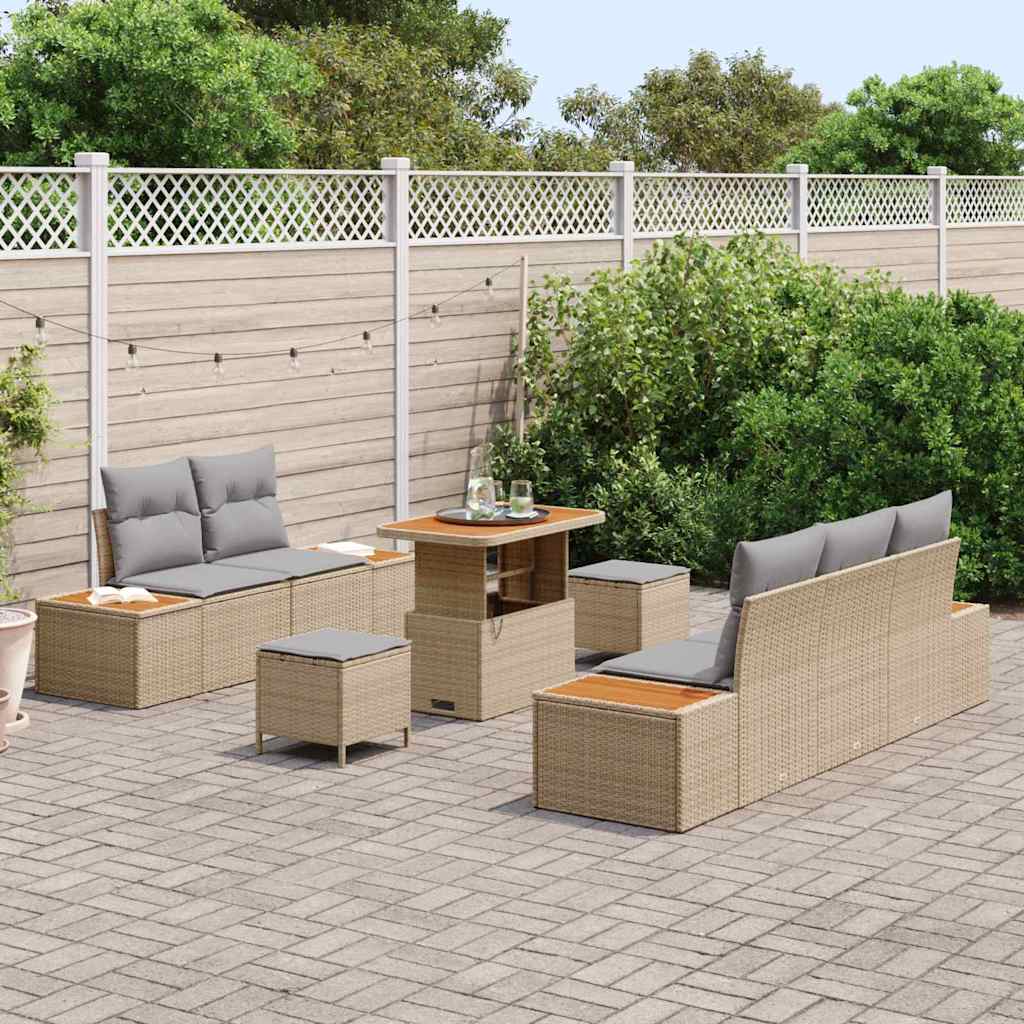 vidaXL Zestaw Sof na Ogród z poduszką 8 pcs Beżowy i jasnoszary