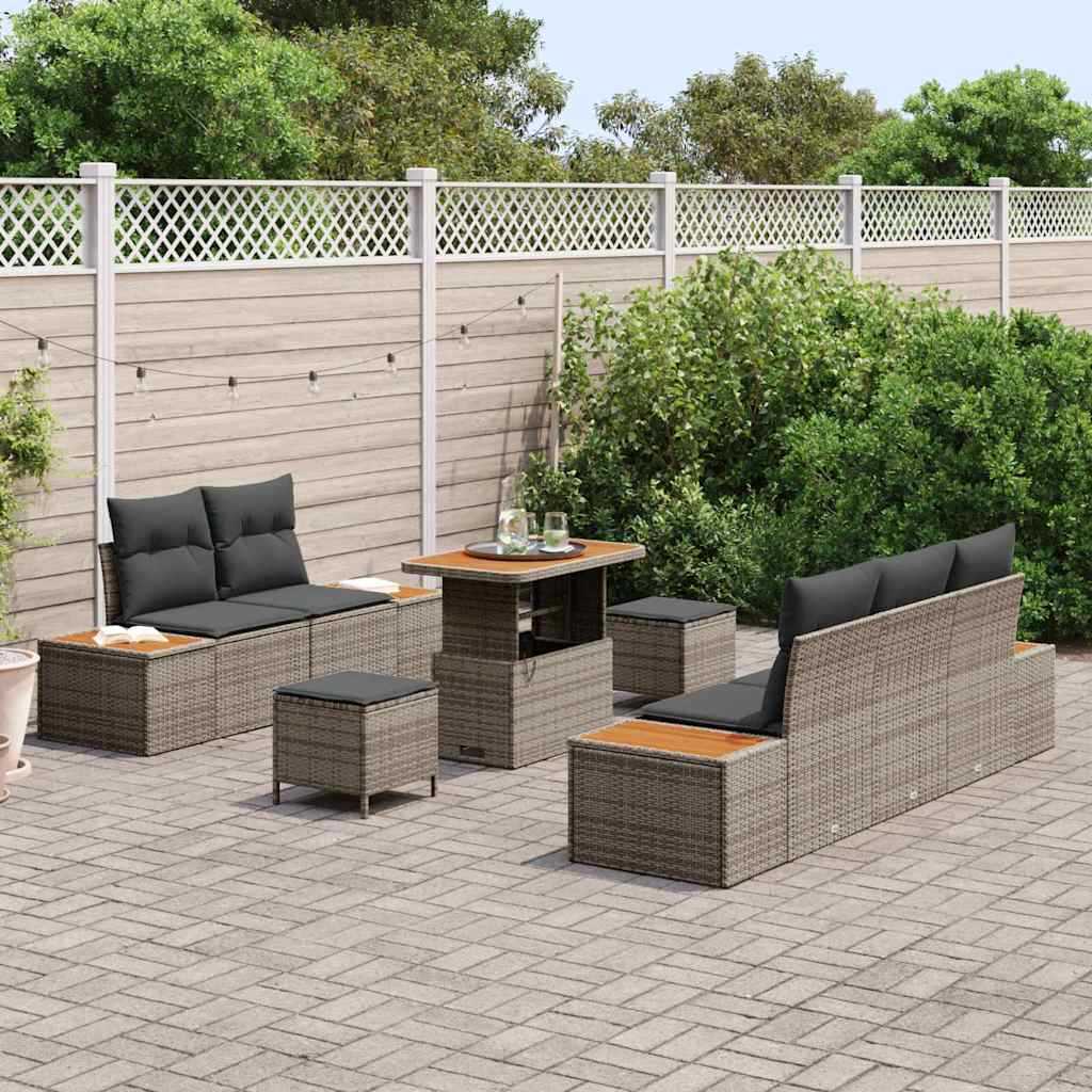 vidaXL Zestaw Sof na Ogród z poduszką 8 pcs Jasnoszary i ciemnoszary
