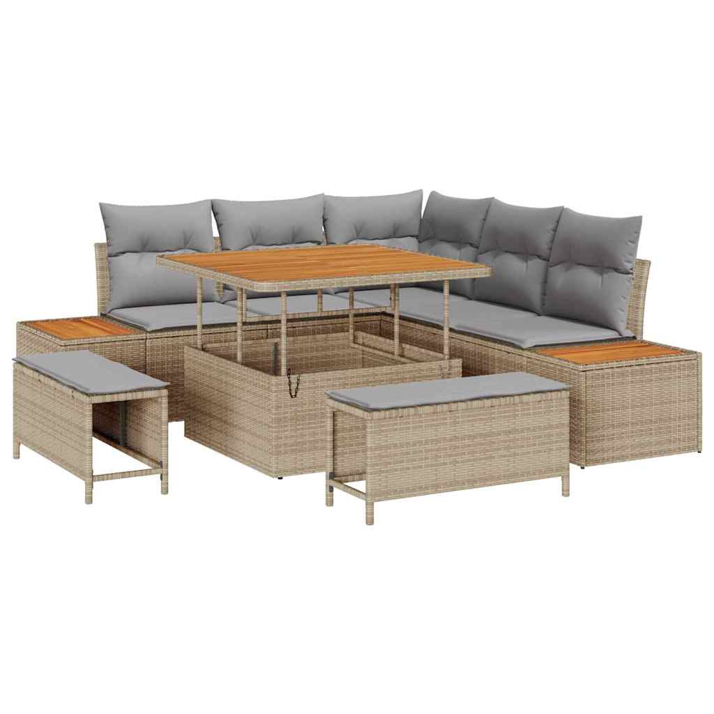 vidaXL Zestaw Sof na Ogród z poduszką 8 pcs Beżowy Polirattan