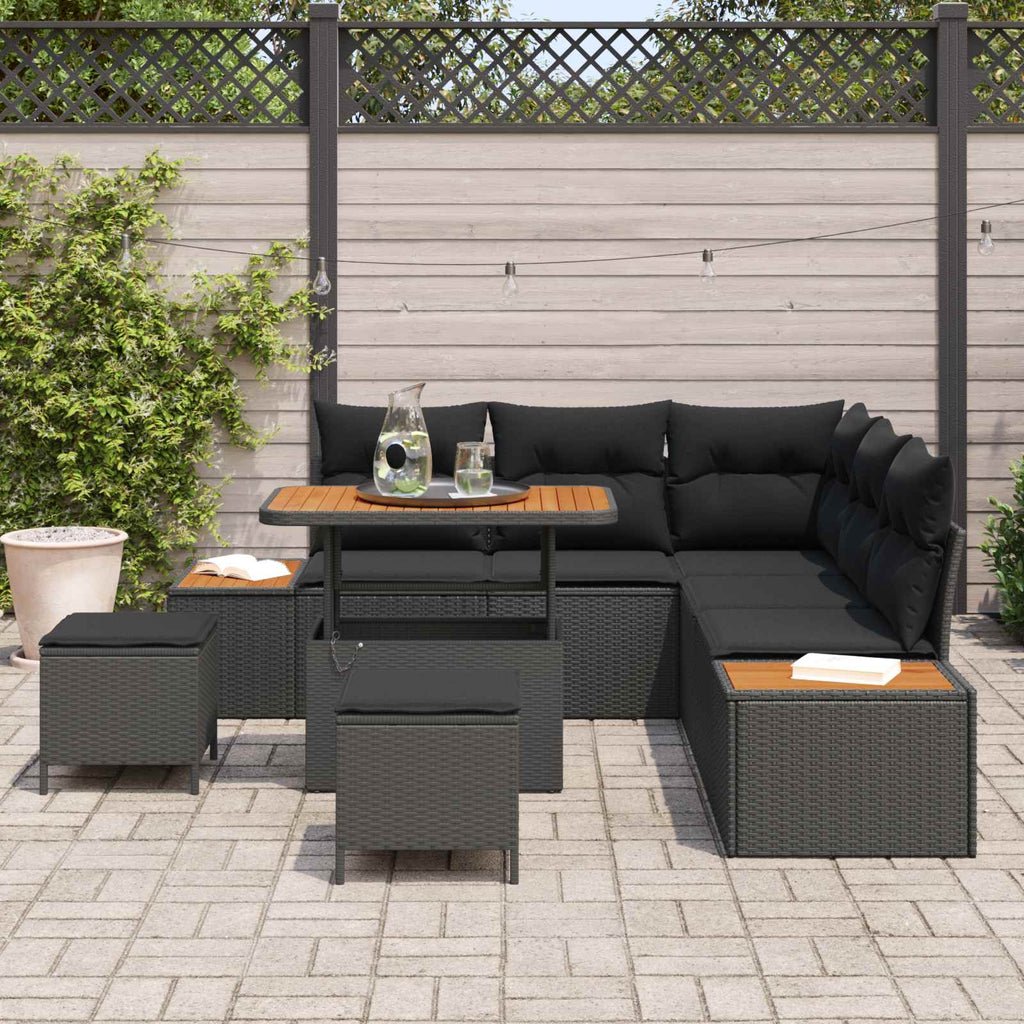 vidaXL Zestaw Sof na Ogród z poduszką 8 pcs Czarny Polirattan