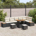 vidaXL Zestaw Sof na Ogród z poduszką 9 pcs Czarny Polirattan