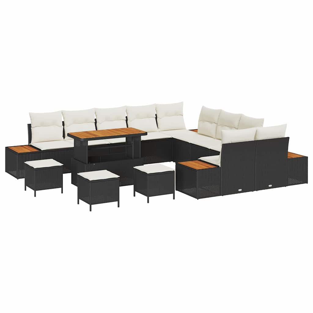 vidaXL Zestaw Sof na Ogród z poduszką 14 pcs Czarny Polirattan