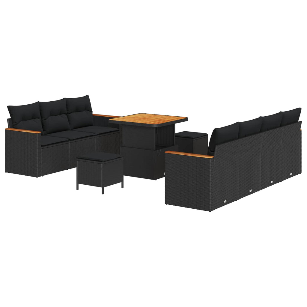 vidaXL Zestaw Sof na Ogród z poduszką 14 pcs Czarny polirattan