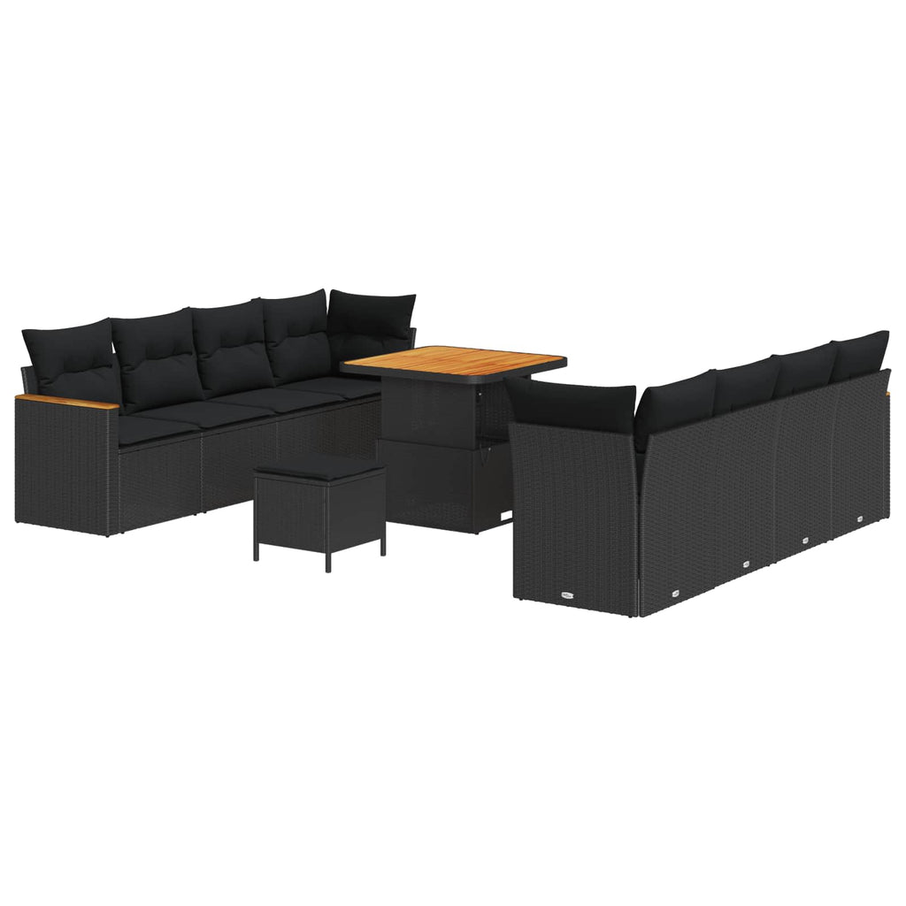 vidaXL Zestaw Sof na Ogród z poduszką 12 pcs Czarny polirattan
