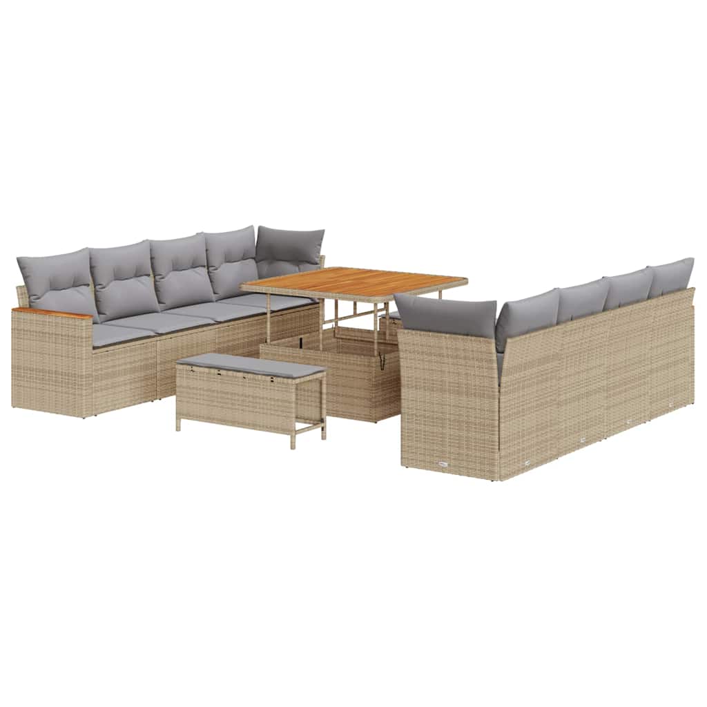 vidaXL Zestaw Sof na Ogród z poduszką 12 pcs Beżowy polirattan
